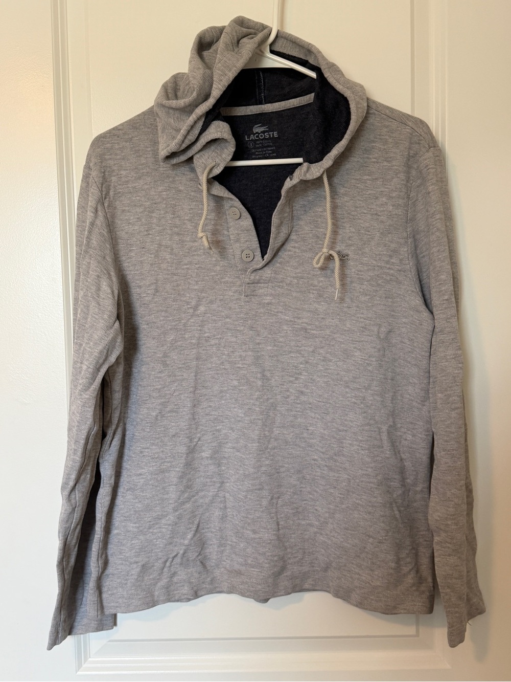 Lacoste Light Gray Hooded Long-Sleeve Polo